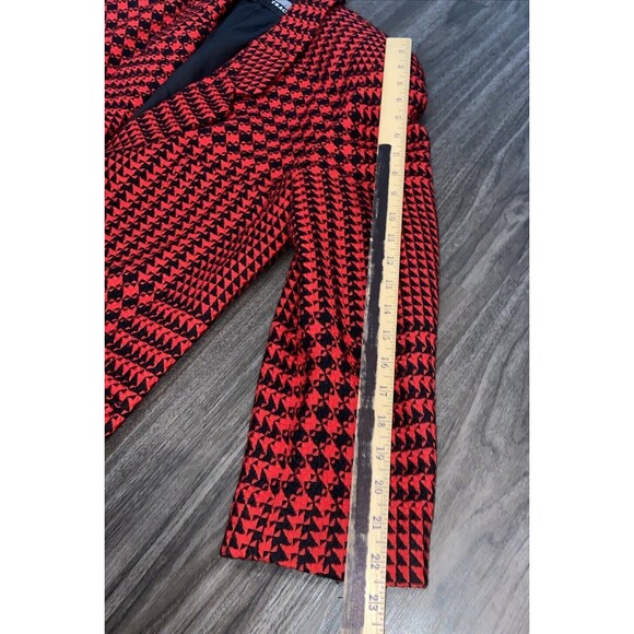 VTG LINDA ALLARD FOR ELLEN TRACY WOOL BLAZER JACKET  RED BLACK PLAID SIZE 14 - Picture 9 of 15